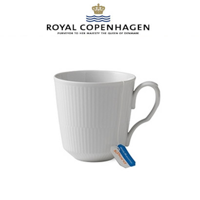 [해외] 로얄코펜하겐 White Fluted Latte Mug with Handle(15.5oz) (2pc)