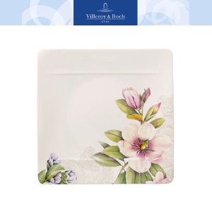 [해외][Villeroy&amp;Boch] 빌레로이앤보흐 Quinsai Garden Sq Dinner Plate Magnolia&amp;Camellia bud 10.5 in (4pc)
