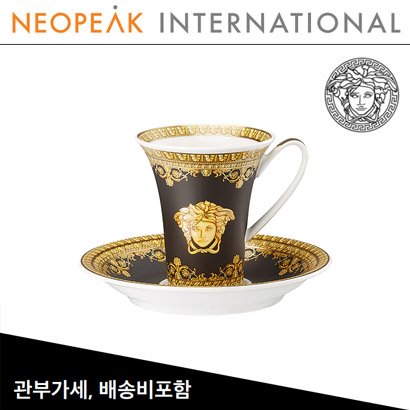 [해외] Versace 베르사체 I Love Baroque Nero Espresso Cup &amp; Saucer (Saucer D 5inch / 12.7cm)