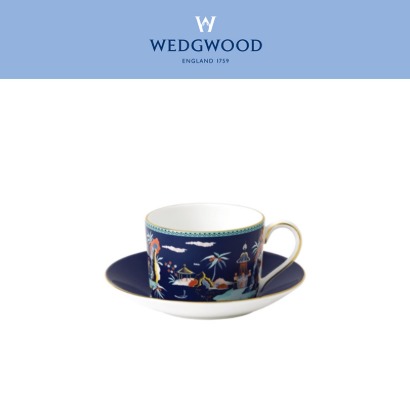 [해외] 웨지우드 원더러스트 Wonderlust Blue Pagoda Teacup &amp; Saucer Set (1set / 2pc) 관세포함