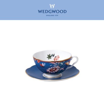 [해외] 웨지우드 Paeonia Blush Blue Teacup &amp; Saucer Set (1set / 2pc) 관세포함