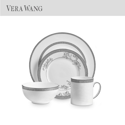 [해외] 웨지우드 베라왕 레이스 플래티넘 Vera Wang Lace Platinum 4-Piece Place Setting (1인조 / 4pc) 관부가세/배송비포함 미국발송 정품/중국발송 짝통상품아님