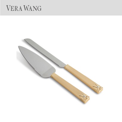 [해외] 웨지우드 베라왕 그로스그레인 Vera Wang Grosgrain Love Knots Gold Cake Knife &amp; Server (1set / 2pc) 관부가세/배송비포함