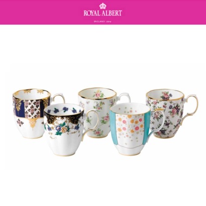 [해외] 로얄알버트 100주년 리프레시 100 Years 1900-1940 5-Piece Mug Set (1set / 5pc) 9cm x 10cm / 0.4L 관부가세 포함