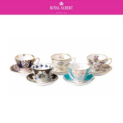 [해외] 로얄알버트 100주년 리프레시 100 Years 1900-1940 5-Piece Teacup &amp; Saucer Set (1set / 10pc)  잔 9.5x7cm / 받침 14cm 관부가세 포함