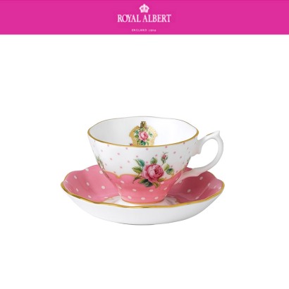 [해외] 로얄알버트  치키핑크 Cheeky Pink Vintage Teacup &amp; Saucer (1set / 2pc) 잔 9.5x7cm / 받침 14cm 관부가세 포함