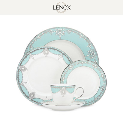 [해외][Lenox] 레녹스 Empire Pearl Turquoise 2인용 10pc 세트 대/중/소접시,컵/컵받침 (각 2pc) 관세포함/무료배송