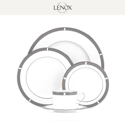 [해외][Lenox] 레녹스 Silver Sophisticate 2인용 10pc 세트 대/중/소접시,컵/컵받침 (각 2pc) 관세포함/무료배송
