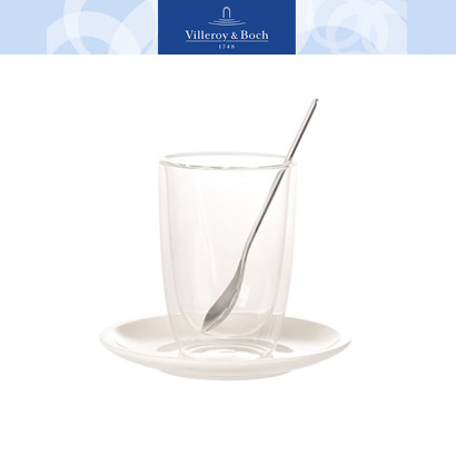 [해외][Villeroy&amp;Boch] 빌레로이앤보흐 Coffee Passion Latte Macciato Glass Mug and Saucer Set (4인조/8pc)