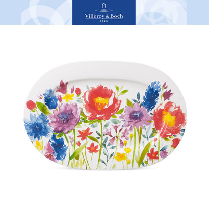 [해외][Villeroy&amp;Boch] 빌레로이앤보흐 Anmut Flowers Bone China Oval Platter (34cm)