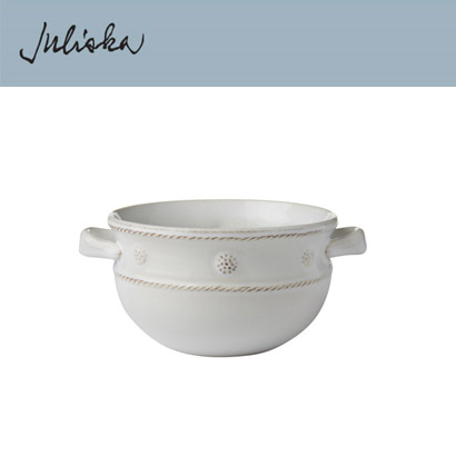 Juliska 베리 앤 스레드 Berry &amp; Thread Handled Soup Bowl - Whitewash (4pc) (지름 5.5 *높이 3.25) in (14*8cm) 관부가세 포함