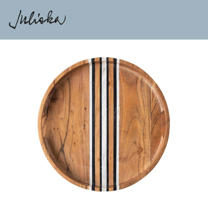Juliska 스톤우드 스트라이프 Stonewood Stripe Round Tray - Natural Multi (1pc) 14 in (36*36cm) 관부가세 포함