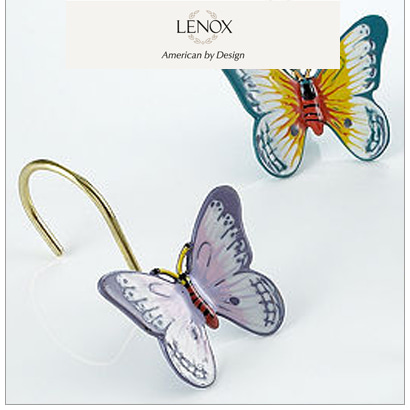 [해외][Lenox] Butterfly Meadow Embroidered 샤워 커튼 후크 (12개 세트)
