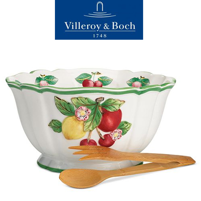 [해외][Villeroy&amp;Boch] 빌레로이앤보흐 French Garden Figural Salad Bowl with Tongs (27.5*27.5*14.25cm) (4pcs)
