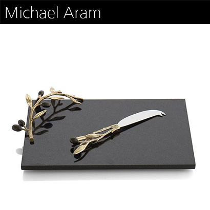 [해외][Michael Aram]Olive BranchGold Cheese Board with Knife12.5&quot; x 8.5&quot; (board)8&quot; (knife)