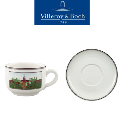 [해외][Villeroy&amp;Boch] 빌레로이앤보흐 Design Naif  Tea Cup &amp; Saucer 7 oz 디자인나이프 (2인용 4pcs)