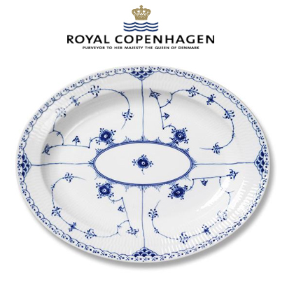 [해외] 로얄코펜하겐 Blue Fluted Half Lace Oval Platter,14.5 inch