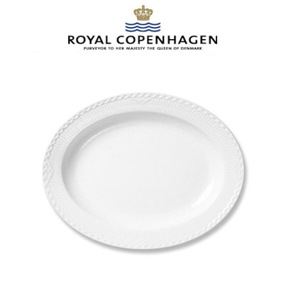 [해외] 로얄코펜하겐 White Fluted Half Lace Oval dish,14.5 inch