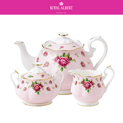 [해외] 로얄알버트 뉴 황실장미 New Country Roses Pink 3-Piece Tea Set (1set / 5pc) 관부가세 포함