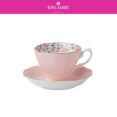 [해외] 로얄알버트 로즈 컨페티 Rose Confetti Vintage Teacup &amp; Saucer Boxed Set (1set / 2pc)  잔 9.5x7cm / 받침 14cm 관부가세 포함