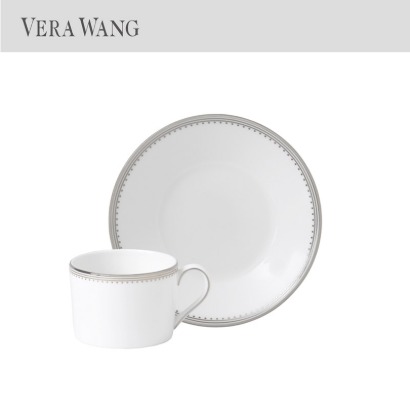 [해외] 웨지우드 베라왕 그로스그레인 Vera Wang Grosgrain Teacup &amp; Saucer (2set / 4pc) 관부가세/배송비포함
