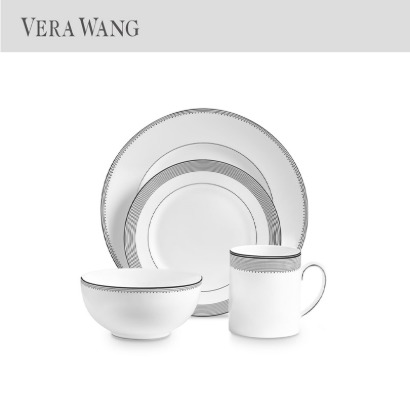 [해외] 웨지우드 베라왕 그로스그레인 Vera Wang Grosgrain 4-Piece Setting (2인조 / 8pc) 관부가세/배송비포함 미국발송 정품/중국발송 짝통상품아님