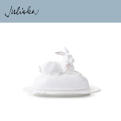 Juliska Clever Creatures Bridget Bunny Butter Dish (1set / 2pc) 8.75 in (22*13cm) 관부가세 포함