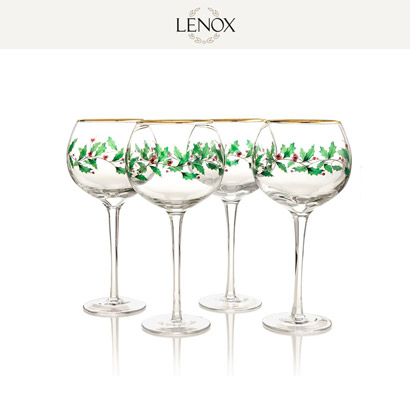 [해외] 레녹스 홀리데이 Set of 4 Decal Balloon Wine Glasses