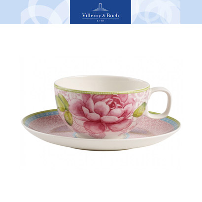 [해외][Villeroy&amp;Boch] 빌레로이앤보흐 Rose Cottage Tea Cup &amp; Saucer Set : Pink (4pcs)