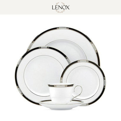[해외][Lenox] 레녹스 Hancock Platinum White 4인용 20pc 세트 대/중/소접시,컵/컵받침 (각 4pc) 관세포함/무료배송