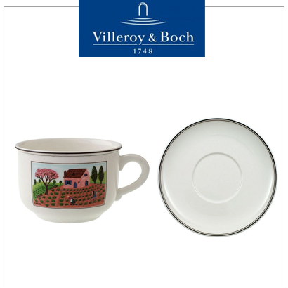 [해외][Villeroy&amp;Boch] 빌레로이앤보흐 Design Naif Breakfast Cup &amp; Sauder 디자인나이프 (4인용 8pcs) (0.42L/17cm)