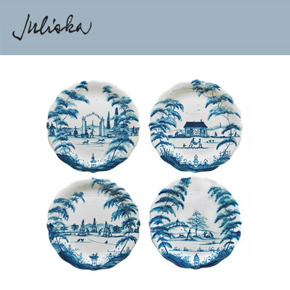 Juliska 컨트리 이스테이트 Country Estate Party Plate Set - Delft Blue (1set / 4pc) 8 1/2 in (22cm) 관부가세 포함